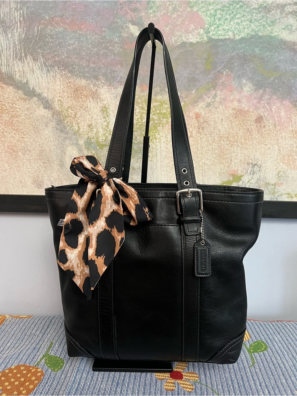 Coach Hampton 2006 Vintage Black Leather Tote Shoulder Bag Y2K
